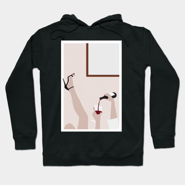 Red wine and heels Hoodie by LaMonitaStudio